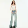 Jeans acampanados de tiro bajo para mujer, nuevo estilo otoño 2026, retro americano, ajustados, elásticos, para petite, de campana