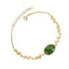 Pulseira de Prata S925 Banhada a Ouro com Jade Pulseira de Jaspe Galhos e Folhas Exquisita Moda Simples Moda Presente