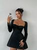 Vestido Elegante y Fresco para Mujeres Maduras, Ropa Femenina Transfronteriza Europea y Americana de Amazon, Vestido Corto con Cuello Cuadrado para Otoño e Invierno
