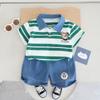 Ropa de Verano para Niños Ropa para Bebés y Niños de 1 a 3 Años 5 Traje Infantil de Estilo Occidental Camiseta POLO de Manga Corta de Verano para Bebé Conjunto Moderno de Dos Piezas