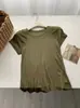 Camiseta Feminina Manga Curta Gola Redonda Slim Fit Cor Sólida em Seda Tencel, Novo Estilo de Verão com Costura nas Costas