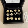 Aretes geométricos dorados de alta calidad de piedra ojo de gato para mujer, aretes sencillos de personalidad, moda, temperamento, para ir al trabajo, combinan con todo