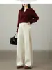 2026 Moda Nueva para Mujer Pantalones de Traje de Pierna Ancha Cintura Alta Caída Sueltos Rectos Versátiles Adelgazantes Largos para el Trabajo