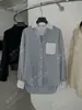 DestaqueVocê Usou 26 Chegada Nova de Outono Inicial Fio de Algodão Modal Importado Patchwork Listrado Tingido em Fio Amigo da Pele Respirável Camisa