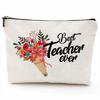 Bolsa de Cosméticos Popular Transfronteiriça Amazon Impermeável Linho Tecido Cinza Forrado Bolsa de Armazenamento de Maquiagem para Professores Bolsa de Higiene Pessoal