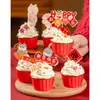 Vasos de Papel para Cupcakes de Año Nuevo, Capacillos de Papel, Vasos para Hornear Resistentes al Horno, Caja de Empaque Roja Año del Caballo 2026, Pequeña