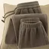 Pantalones Casuales de Polar Doble Cara Populares para Otoño e Invierno para Hombre, Engrosados y de Corte Holgado, Talla Grande