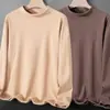 Tops de otoño e invierno con cuello semi-alto, forro polar de doble cara, capa interior ajustada de negocios, camiseta interior cálida, camiseta de manga larga para hombre