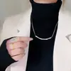 Colar metálico cinza plissado irregular para mulheres primavera, verão, outono e inverno design de nicho corrente de clavícula estilo frio da ins corrente de pescoço
