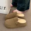 Pantuflas cerradas estilo Birkenstock para mujer, nuevas de otoño e invierno 2023, slip-on, antideslizantes, de suela gruesa, forradas de felpa, para uso interior y exterior