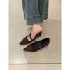 Zapatos Mary Jane de Tacón Grueso Estilo Francés con Punta para Mujer 2025 Nuevo Ante Bajos Slip-On Versátiles Zapatos Individuales