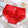 Pantalones burbuja estilo japonés ropa interior de oxígeno borde de encaje con lazo Calzoncillos transpirables antibacterianos de grafeno sin costuras de cintura media para mujer