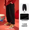 Calça de Fleece Forrada Cotton Hall Ano Novo Meninos Ano do Cavalo Calças Esportivas Roupa de Ano Novo Infantil Calça Longa Engrossada para Meninas