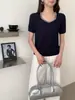 Ropa de Mujer de Alta Gama Nanyou Verano 2026 Nuevo Top Chic de Punto Trenzado con Perlas y Manga Corta para el Trabajo