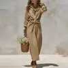 Colección Otoño 2026: Vestidos para Mujer para Dropshipping Transfronterizo - Vestido Francés Elegante Casual de Color Sólido con Pliegues