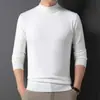 Ropa para Hombre Honghu 2025 Otoño/Invierno Nuevo Suéter de Punto Básico de Color Sólido con Cuello Alto Parcial para Hombre 810