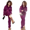 432 # Conjunto de Moletom Novo da Moda Outono e Inverno com Forro de Lã e Espessado para Mulheres, Conjunto Elegante de Duas Peças Plus Size Solto