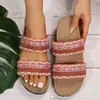 Sandálias Bohemianas de Solado Grosso Femininas Estilo Étnico Moda Transfronteiriça Europeia e Americana Nova Primavera/Verão Tamanho Grande