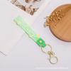 Chaveiro de flor fresca pequena PVC borracha macia portátil com cordão de couro transparente de cor sólida argola de chave pingente de boneca corrente