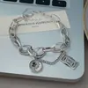 Pingente de coração urso grafite pulseira retrô personalidade acessórios explosivos transfronteiriços joias de nicho ins temperamento atacado