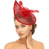 Fascinator de Malla de Plumas Europeo y Americano Transfronterizo, Banquete de Boda, Tocados para Club de Carreras de Caballos, Fascinator Pequeño Vintage para Fiesta de Té, Accesorio para el Cabello