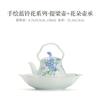 Tazón cubierto de pie alto con pequeña flor azul pintado a mano, taza de té, juego de té kung fu, tetera de cerámica, color bajo cubierta, taza para té de burbujas, tetera de mano antiquemaduras