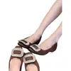 Deslumbrantes~ Sapatos Mary Jane com Salto Escondido de 3cm e Bico Quadrado, Coleção Primavera 2026, Fivela Quadrada, Elegantes Scarpins de Corte Baixo para Combinar com Saias