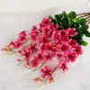 Flor de trompeta artificial de tallo largo, flor de seda para paisajismo, decoración de bodas, arreglos decorativos, flor de nicho, accesorio de fotografía, flor de trompeta con hojas