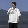 Camiseta de Manga Corta para Hombre Enbu Nueva de Verano Talla Grande Cuello Solapa Holgada Casual Estilo Universitario Sencilla Camisa Polo para Hombre