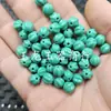 Sementes de Abóbora Turquesa Imitação, Contas Soltas de Jade Imitação, Contas Redondas de Melão da Sorte, Acessórios para Joias de Pulseira Colar DIY, Venda por Atacado de Contas