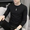 Camiseta de manga larga para hombre, cuello redondo, primavera y otoño, calidad, marca de moda, noble, alta calidad, ropa interior para hombre, camisa base para otoño e invierno