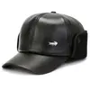 Sombreros para hombres de mediana edad y ancianos sombreros de cuero gorra de pico de pato de invierno para hombres sombrero cálido de abuelo sombrero de papá con protección para los oídos