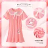 Bata de Noche de Niña Transfronteriza Pijama de Verano para Niños Vestido de Encaje de Manga Corta Vestido Pijama Delgado de Verano para Bebé Niña