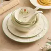 Conjunto de Tigela e Prato de Morango Gravado de Fábrica, Conjunto Completo de Cerâmica de Alto Valor de Tigelas e Pratos, Louça para Presente de Inauguração
