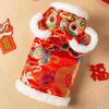 Vestido Tang Rojo de Año Nuevo para Cachorro Abrigo de Algodón Cálido Engrosado de Dos Patas Ropa Festiva de Año Nuevo para Gato Perro Pequeño Mascota