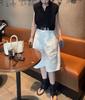 25690 Da Ai Mei Yi Yuan Verão 2025 Novo Estilo Coreano Gola Polo Cor Sólida Top Roupa de Trabalho Shorts Casuais Tendência