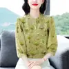 Camisa de Hielo de Manga Tres Cuartos con Estampado Floral Estilo Europeo para Mujer, Nuevo Top Delgado de Seda de Mora de Gama Alta para Verano 2026