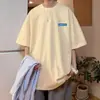 Camiseta de Manga Corta Estilo Hong Kong Ins para Hombre Verano Holgada Versátil Manga de Cinco Puntos Marca de Tendencia Moda Juvenil Top Casual