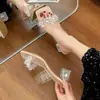 Sandalias de Cristal Modernas y Sexy 2026 Verano Nuevo Estilo Hada Francesa Chanclas de Pedrería Punta Abierta Tacones Altos Transparentes