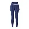 Ropa Deportiva para Mujer Ropa de Yoga Top Corto de Manga Larga Conjunto de Dos Piezas Falsas Pantalones de Fitness Gimnasio Carrera Matutina Entrenamiento Conjunto de Dos Piezas