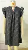 Vestido Floral Plissado de Manga Curta com Gola V e Duas Babados Estilo Verão Novo Tk Europeu e Americano