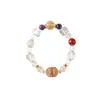 Pulsera de Cristal Blanco Dulce Puro de Buena Suerte Fresca y Elegante para Muñeca de Mujer Pulsera de Círculo Cuadrado Dorado Simple Venta al por Mayor