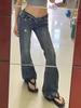 Jeans de Estilo Americano Spice Girls de Tiro Bajo Microcampana para Mujer Otoño e Invierno Nuevos Sueltos Pierna Ancha Adelgazantes Versátiles Rectos de Trompeta