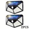 Lámpara de pared solar transfronteriza de 100 LED para exteriores, lámpara de jardín con inducción de cuerpo humano, lámpara de iluminación de escalera impermeable y sin cables