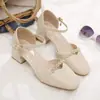 Sandalias de mujer transfronterizas de comercio exterior, nuevos zapatos de tacón alto para primavera y verano, zapatos de verano para mujer de moda para exteriores para combinar con faldas, zapatos de vestir individuales antideslizantes para estudiantes