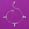 Pulseira de Prata Banizada Pequena em Forma de Cabaça Estilo Coreano Mais Vendida para Mulheres, Joia Versátil e Simples, Envio Direto de Uma Peça, Fábrica de Tornozeleiras