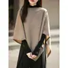 Suéter de punto tipo chal de imitación lana, a la moda, estilo francés para mujer, nueva colección 2026, capa superior cálida, calentador de cuello y bufanda