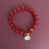 Conjunto de cuatro piezas de pulsera, collar y pendientes de conejo rojo, joyería para el año de nacimiento, pulsera de conejo, lindo estilo chino, venta al por mayor