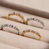 Anillo Misterioso de Acero Inoxidable con Circonita Anillo de Perla de Concha de Nicho Estilo Europeo y Americano Popular Acero de Titanio No se Desvanece Anillo Apilable para el Dedo Índice