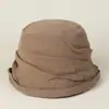 Sombrero de Pescador de Lino Japonés Retro con Borde Enrollado, Moda Artística de Nicho, Versátil, Fresco y Elegante Sombrero para el Sol